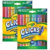 CLICKS Retractable Markers, 10 Per Pack, 2 Packs