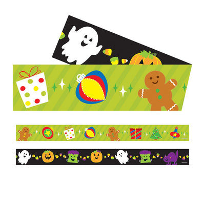 Halloween-Holiday Two-Sided Straight Borders, 36 Feet Per Pack, 3 Packs