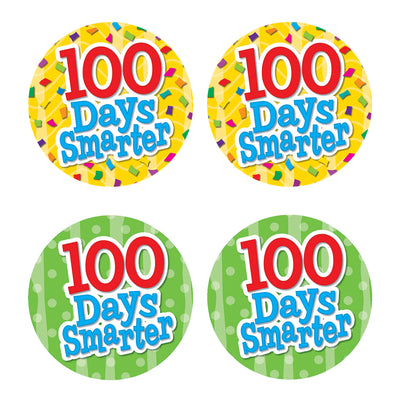 100 Days Smarter Wear 'Em Badges, Self-Adhesive, 32 Per Pack, 6 Packs