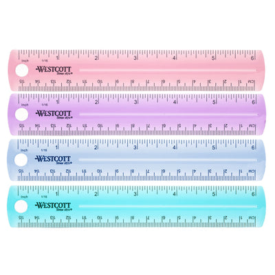 Plastic Ruler, 6 in, Assorted Colors, Pack of 36
