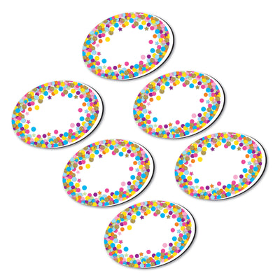 Magnetic Whiteboard Eraser, Oval Confetti, Pack of 6