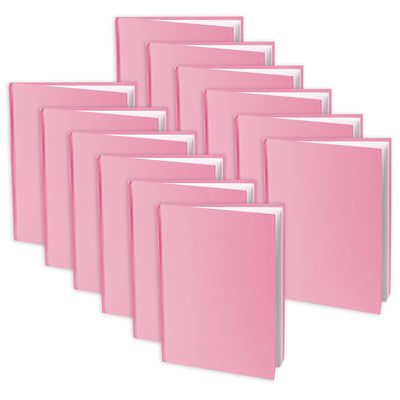 Young Authors Pink Hardcover Blank Book, White Pages, 8"H x 6"W Portrait, 14 Sheets-28 Pages, Pack of 12