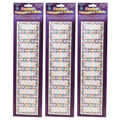 Magnetic Die-Cut Small Foam Nameplates & Labels, Confetti, 30 Per Pack, 3 Packs