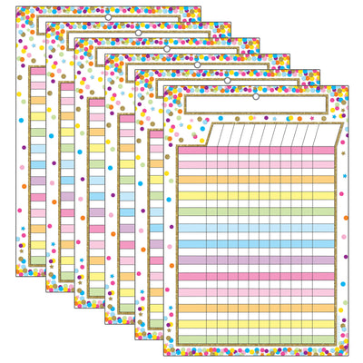Smart Poly Chart, Confetti Dry Erase Incentive Chart, Pack of 6