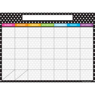 Smart Poly PosterMat Pals Space Savers, 13" x 9-1-2", BW Dots Calendar, Pack of 10