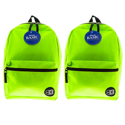 Basic Backpack, 16", Lime Green, Pack of 2