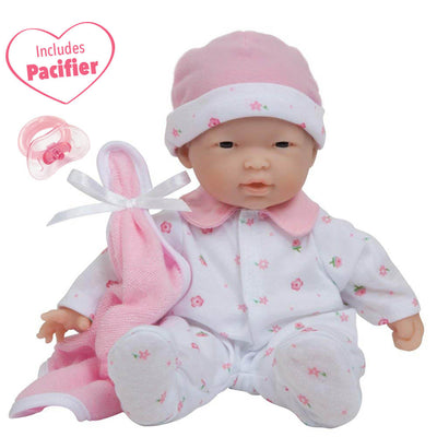 La Baby Soft 11" Baby Doll, Pink with Blanket, Asian