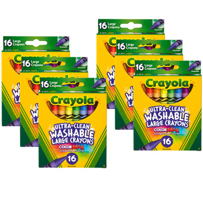 Large Washable Crayons, 16 Per Box, 6 Boxes