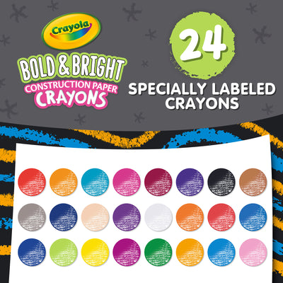 Bold & Bright Construction Paper Crayons, 24 Per Pack, 6 Packs