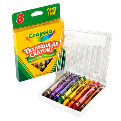 Triangular Anti-Roll Crayons, 8 Per Box, 12 Boxes