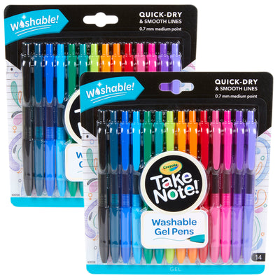 Take Note! Washable Gel Pens, 14 Per Pack, 2 Packs