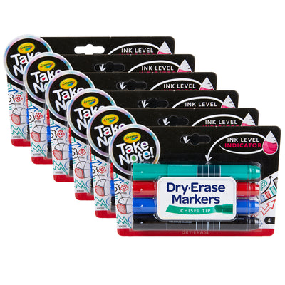 Take Note Chisel Tip Dry Erase Marker, 4 Per Pack, 6 Packs