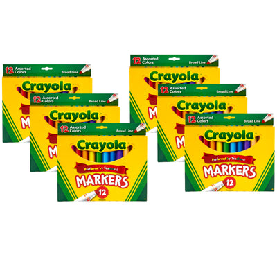 Broad Line Markers, Assorted, 12 Per Box, 6 Boxes