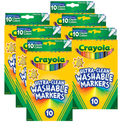 Ultra-Clean Markers, Fine Line, Classic Colors, 10 Per Pack, 6 Packs