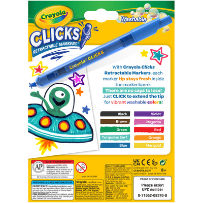 CLICKS Retractable Markers, 10 Colors