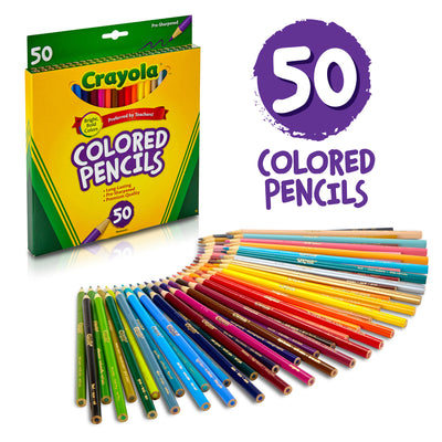 Colored Pencils, Full Length, Assorted Colors, 50 Per box, 2 Boxes