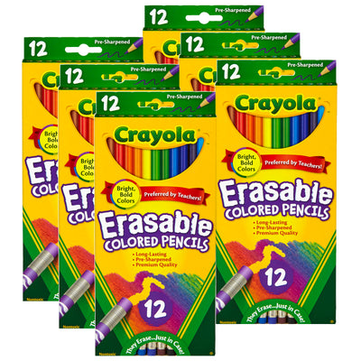 Erasable Colored Pencils, 12 Per Box, 6 Boxes