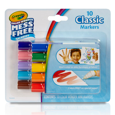 Color Wonder Mess Free Mini Markers, Classic Colors, 10 Per Pack, 3 Packs