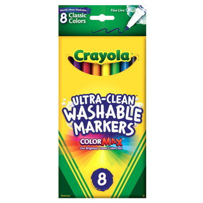 Washable Formula Markers, Fine Tip, Classic Colors, 8 Per Box, 6 Boxes