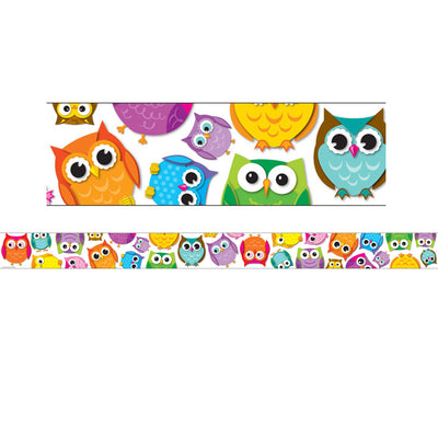 Colorful Owls Straight Border, 36 Feet Per Pack, 6 Packs