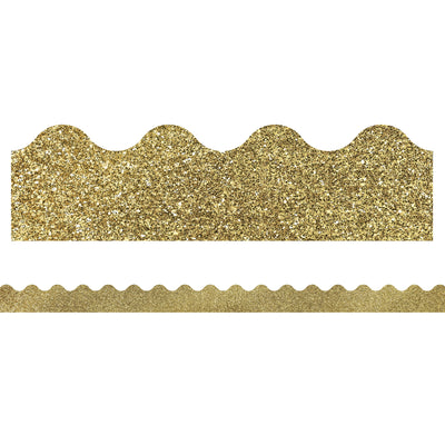 Sparkle + Shine Gold Glitter Scalloped Border, 39 Feet Per Pack, 6 Packs