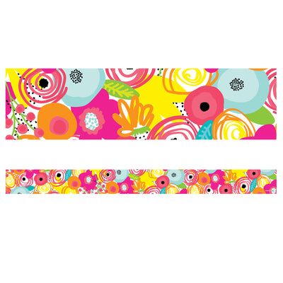 Simply Stylish Tropical Floral Straight Border, 36 Feet Per Pack, 6 Packs