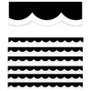 Black, White & Stylish Brights White & Black Wavy Line Scalloped Borders, 39 Feet Per Pack, 6 Packs