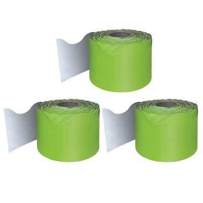 Lime Rolled Scalloped Border, 65 Feet Per Roll, Pack of 3