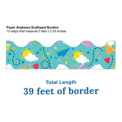 Paper Airplanes Scalloped Border, 39 Feet Per Pack, 6 Packs