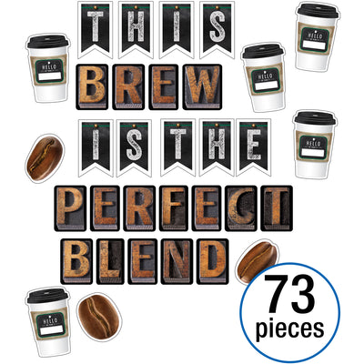 Industrial Cafe This Brew Is the Perfect Blend Bulletin Board Set, 73 Pieces