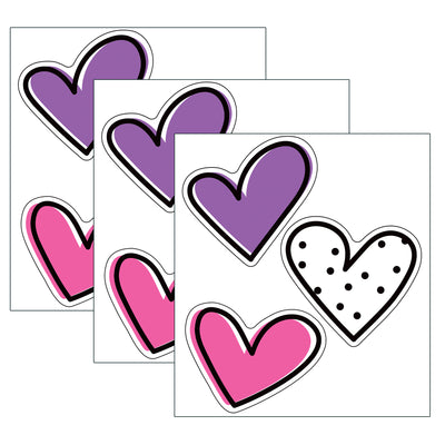 Kind Vibes Doodle Hearts Cut-Outs, 36 Per Pack, 3 Packs