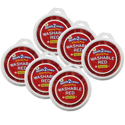 Ready2Learn™ Jumbo Washable Stamp Pad, Red, Pack of 6