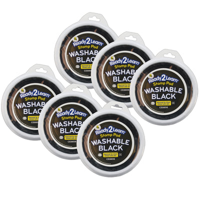 Ready2Learn™ Jumbo Washable Stamp Pad, Black, Pack of 6