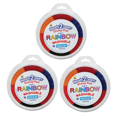 Jumbo 6-in-1 Circular Washable Stamp Pad, Rainbow, Pack of 3