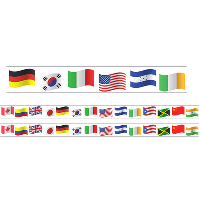 Borders-Trims, Magnetic, Rectangle Cut - 1-1-2" x 24", World Flags Theme, 24' per Pack, 2 Packs
