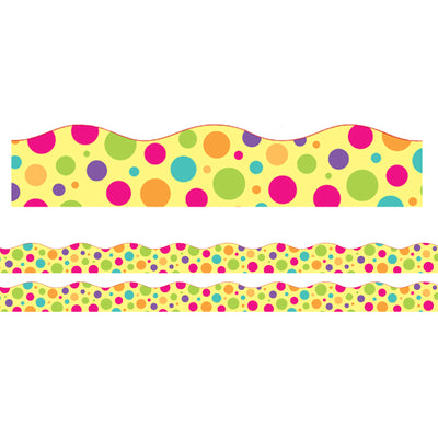 Borders-Trims, Magnetic, Scallop Cut - 1-1-2" x 24", Colorful Dot Theme, 24' per Pack, 2 Packs