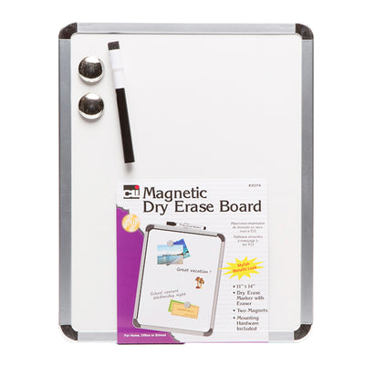 Framed Magnetic Dry Erase Board with Marker & Magnets, Silver Frame, 11" x 14", Pack of 3