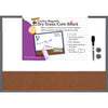 Magnetic Dry Erase Board with Cork Board, 17" x 23", w-Eraser-Marker and 2 Magnets, Gray Frame, 1 Each