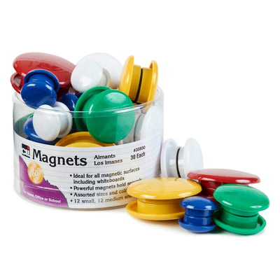 Assorted Round Magnets, 30 Per Pack, 6 Packs