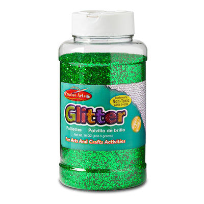 Creative Arts™ Glitter, 1 lb. Bottle, Green, Pack of 3