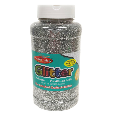 Creative Arts™ Glitter, 1 lb. Bottle, Silver, Pack of 3