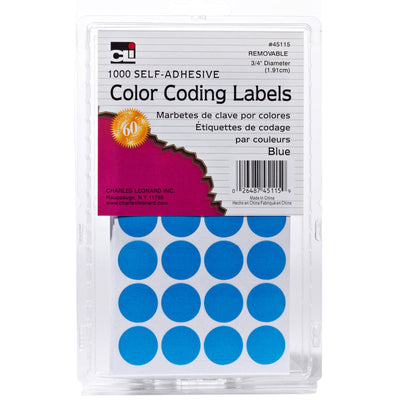 Color Coding Labels, 3-4", Blue, 1000 Per Pack, 12 Packs
