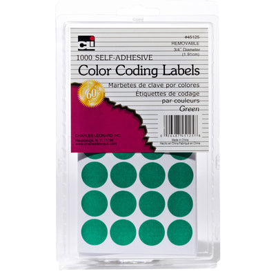 Color Coding Labels, Green, 1000 Per Pack, 12 Packs