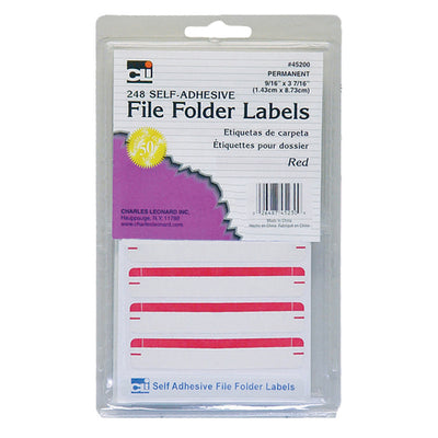 File Folder Labels, Red, 248 Per Pack, 12 Packs