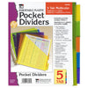 Index Dividers with Pockets, 5-Tab, Assorted Colors, 5-Pack, 6 Packs