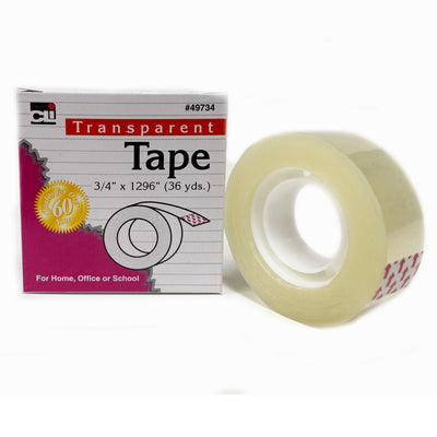 Tape - Transparent - 3-4" Wide x 1296" - 1" Core - 12 Rolls
