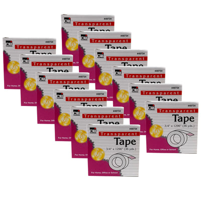 Tape - Transparent - 3-4" Wide x 1296" - 1" Core - 12 Rolls
