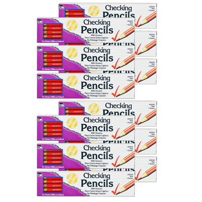 Checking Pencil with Eraser, Red, 12 Per Box, 12 Boxes