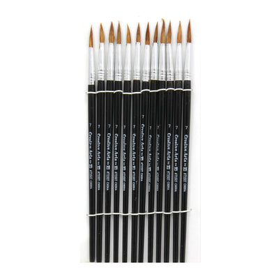 Water Color Paint Brushes, #7 - 3-4" Camel Hair, Black Handle, 12 Per Set, 6 Sets