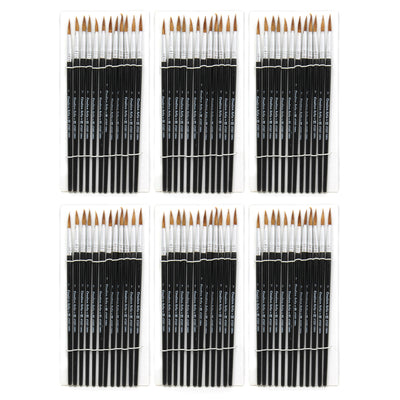 Water Color Paint Brushes, #7 - 3-4" Camel Hair, Black Handle, 12 Per Set, 6 Sets